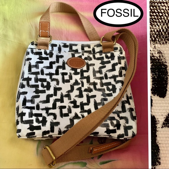 NWOT Fossil Coated Canvas Crossbody Purse - Picture 2 of 13